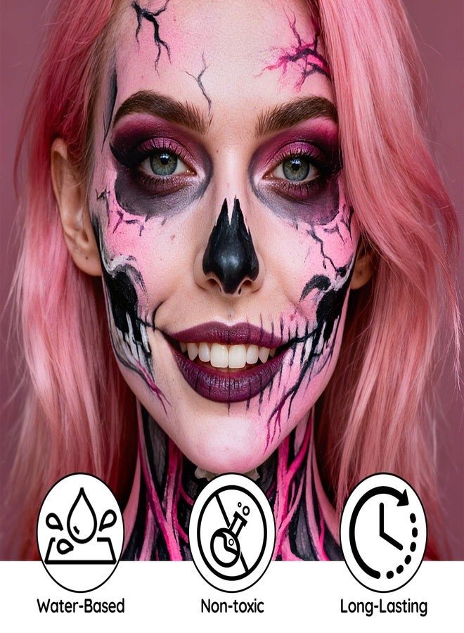 PASNOWFU Pink Face Paint -Water Based Non-Toxic Highly Pigmented Body Painting for Vintage Doll Puppet Halloween SFX Cosplay, Full Coverage Washable Paint for Costume Party Stage Performance - Image 4